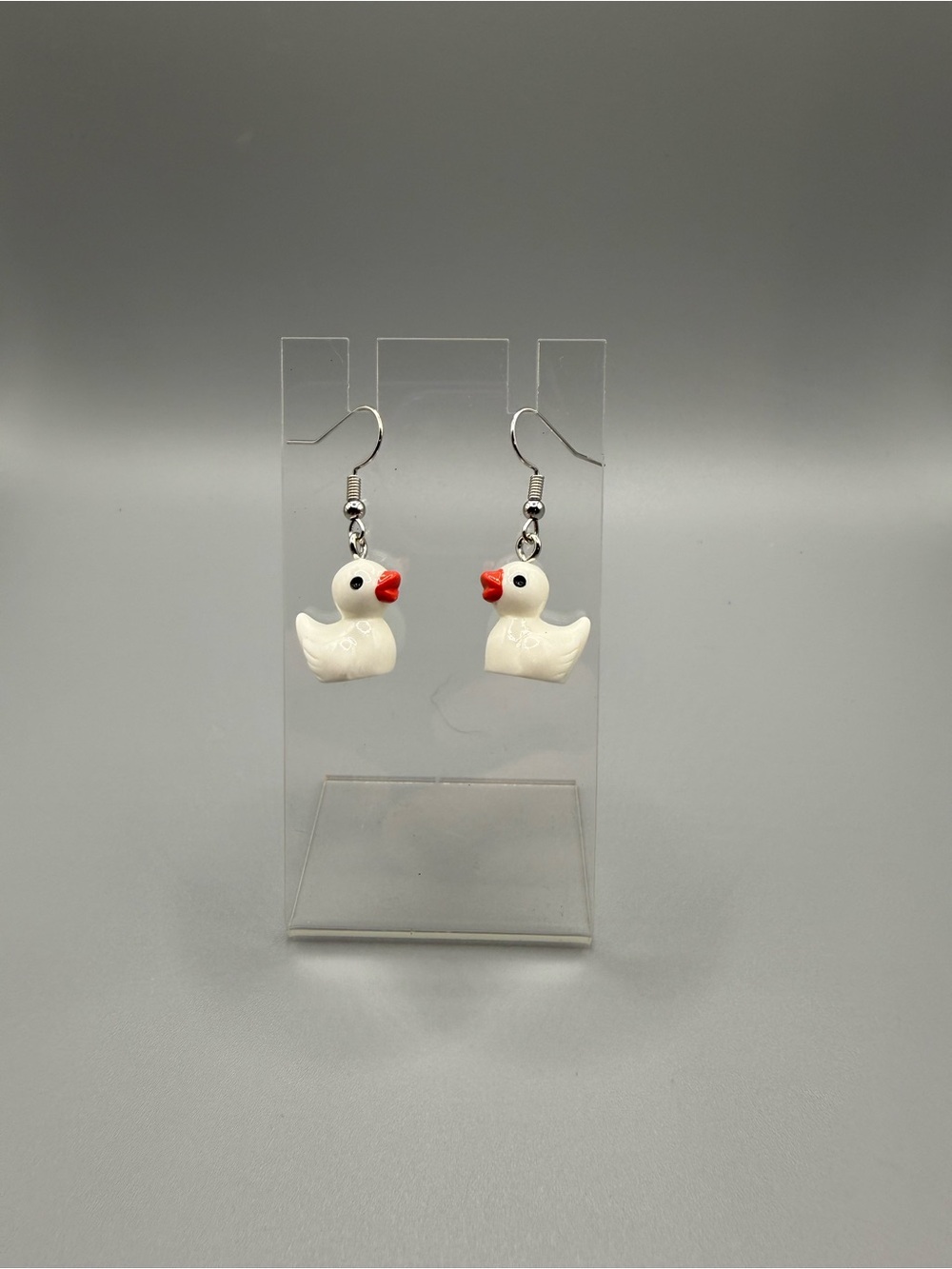 White Duck Charm Earrings - Handmade #E0165C